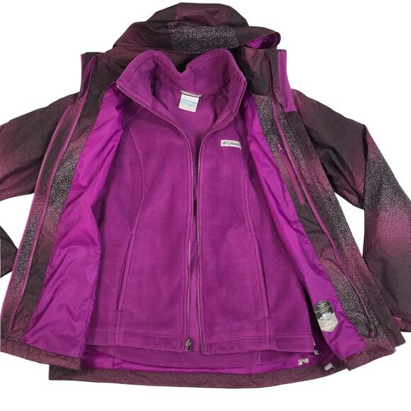 COLUMBIA Ruby River Hooded 3 in 1 Jacket Sz M Ombre Everyday Travel Fleece Liner - Picture 4 of 13